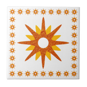 Azulejo De Cerâmica Design de Estrela Explosão Laranja Moderno de Mead