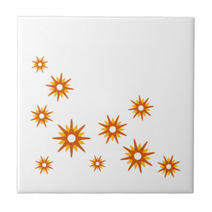 Azulejo De Cerâmica Design de Estrela Explosão Laranja Moderno de Mead