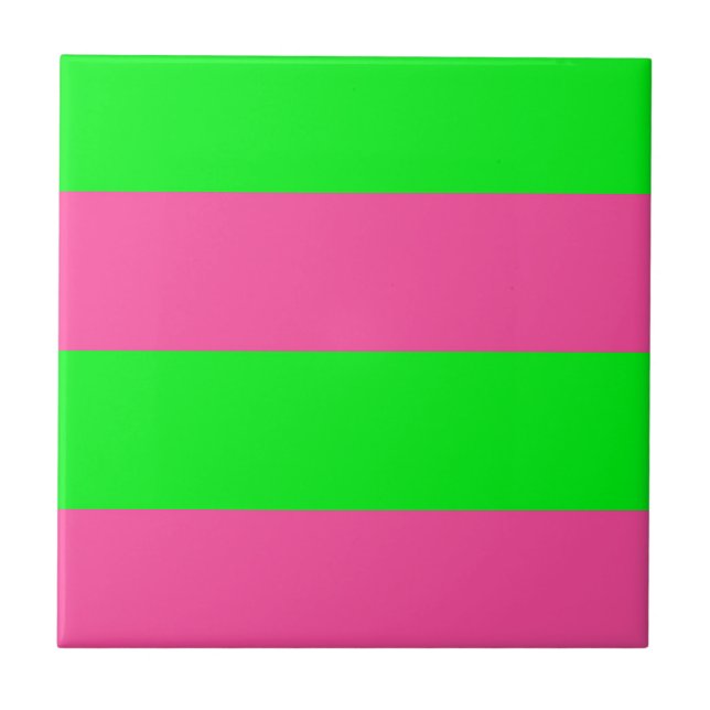 Azulejo De Cerâmica Design de faixa rosa e verde (Frente)
