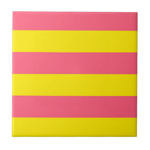 Azulejo De Cerâmica Design de faixas cor-de-rosa e amarela