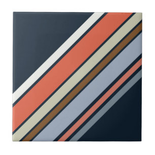 Azulejo De Cerâmica Design de faixas de estilo retrô diagonal