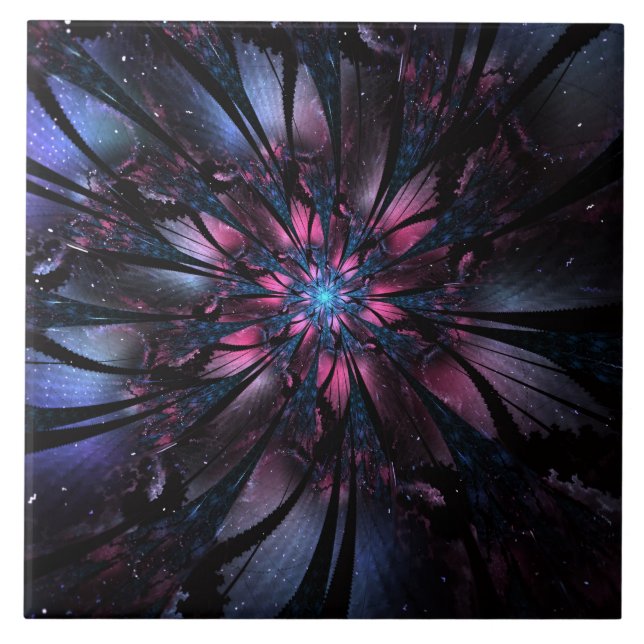 Azulejo De Cerâmica design de flor fractal abstrato. (Frente)