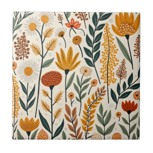 Azulejo De Cerâmica Design de Flores e Plantas Boho Botânicas 390