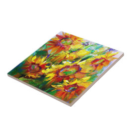Azulejo De Cerâmica Design de flores girassóis