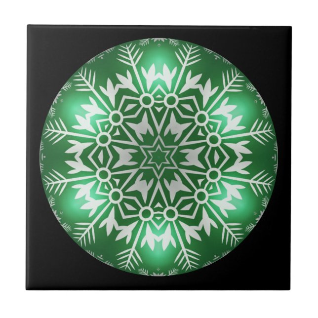 Azulejo De Cerâmica Design de Fractal de Natal ~ Caleidoscópio ~ * ~ (Frente)