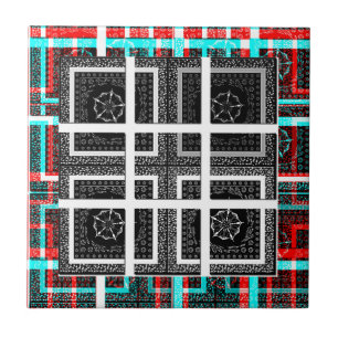 Azulejo De Cerâmica Design de Gráficos Preto, Branco e Vermelho com Ve