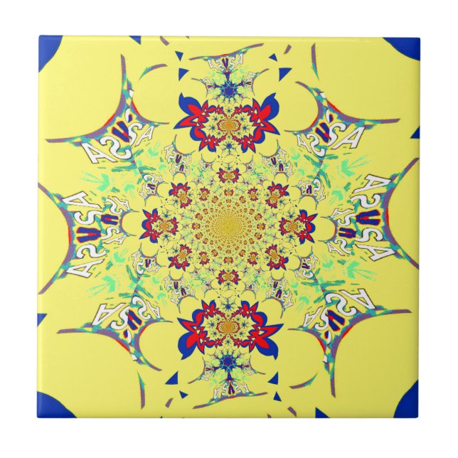 Azulejo De Cerâmica Design de Impressão de Arte com Damasco Brilhante  (Frente)