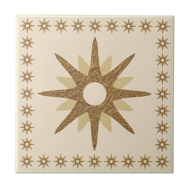 Azulejo De Cerâmica Design de Inicialização Dourada (Frente)