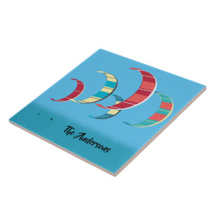 Azulejo De Cerâmica Design de Kiteboard Azul
