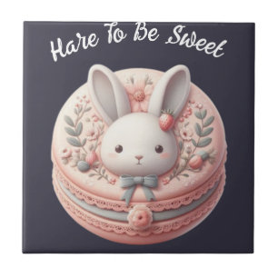 Azulejo De Cerâmica Design de Macaron de Lebre Personalizado para Ser