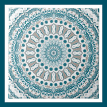 Design de Mandala em Tons de Aqua e Taupe