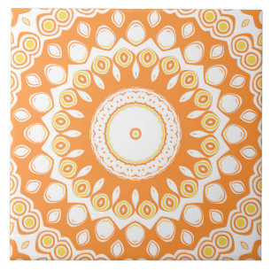 Azulejo De Cerâmica Design de Mandala Moderno Laranja e Amarelo