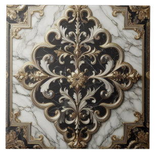 Azulejo De Cerâmica Design de mármore preto e branco