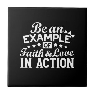 Azulejo De Cerâmica Design de Motivação Cristã - Fé, Amor e Ato