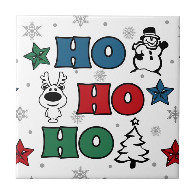 Azulejo De Cerâmica Design de Natal Ho-Ho (Frente)