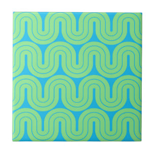 Azulejo De Cerâmica Design de Onda de Gradação Geométrica Retroativa