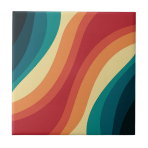Azulejo De Cerâmica Design de ondas de estilo retrorreflector multicol