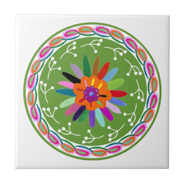 Azulejo De Cerâmica Design de Otomi Moderno (Frente)