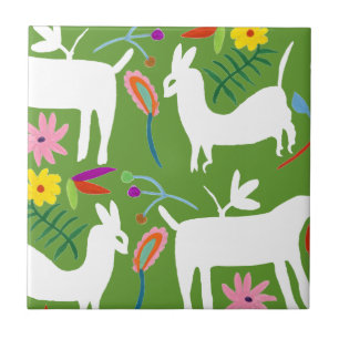 Azulejo De Cerâmica Design de Otomi Moderno Llama Donkey Design