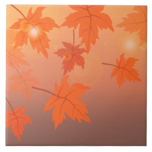 Azulejo De Cerâmica Design de outono com folhas de maple e efeito de c