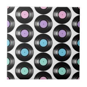 Azulejo De Cerâmica Design de Padrão Colorido de Discos de Vinil Retrô