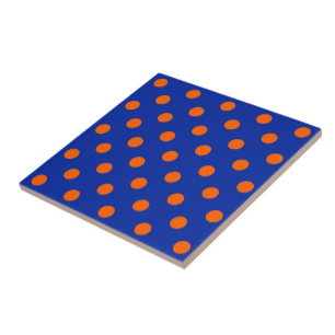 Azulejo De Cerâmica Design de padrão de bolinhas laranja sobre azul