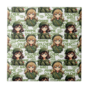 Azulejo De Cerâmica Design de Padrão de Meninas Soldier Animes