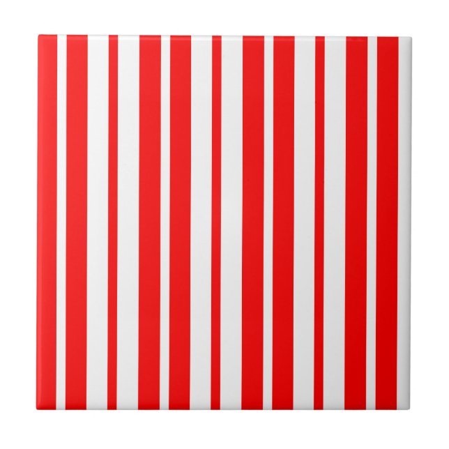 Azulejo De Cerâmica Design de Padrão de Strike Vertical Branco Vermelh (Frente)