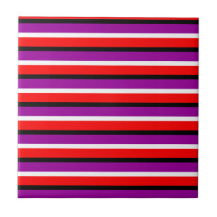 Azulejo De Cerâmica Design de Padrão de Stripe Roxo Vermelho