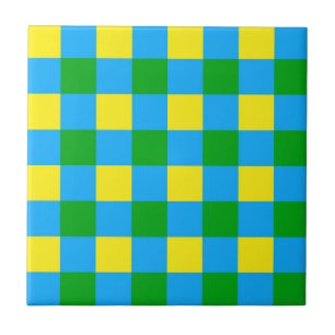 Azulejo De Cerâmica Design de Padrão de Xadrez de Verificação Amarelo