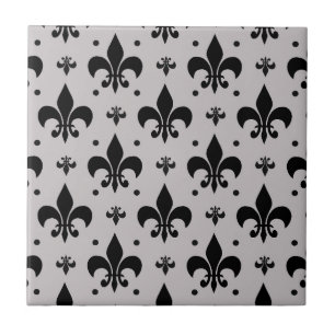 Azulejo De Cerâmica Design de Padrão Fleur-de-lis - Fundo da cinza