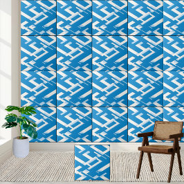 Azulejo De Cerâmica Design de padrão grego branco e azul moderno