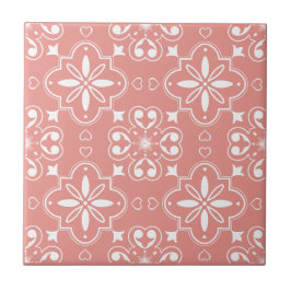Azulejo De Cerâmica Design de Padrão Mediterrâneo Moderno Rosa Coral