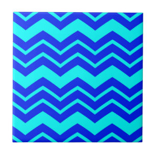 Azulejo De Cerâmica Design de Padrão Zig Zag Chevron Azul