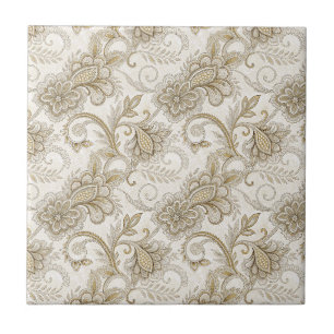 Azulejo De Cerâmica Design de Paisley Floral de Luxo Elegante em Arte