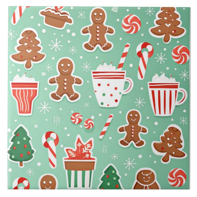 Azulejo De Cerâmica Design de pão de Natal (Frente)