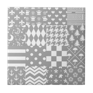 Azulejo De Cerâmica Design de patch para Padrões mistos brancos da cin