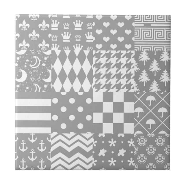 Azulejo De Cerâmica Design de patch para Padrões mistos brancos da cin (Frente)