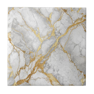 Azulejo De Cerâmica Design de Pedra de Mármore Branco Veia Dourada Lux