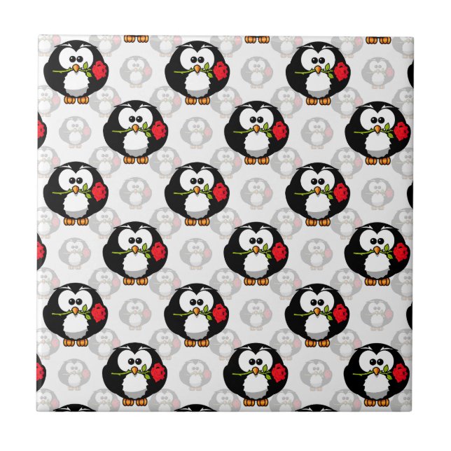 Azulejo De Cerâmica Design de Pinguim-Cute (Frente)