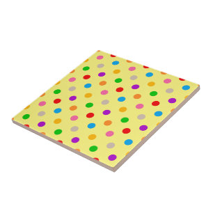 Azulejo De Cerâmica Design de Pontos Coloridos Arco-íris Amarelo