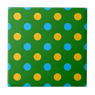 Azulejo De Cerâmica Design de Pontos Polka Amarelo Verde Preto