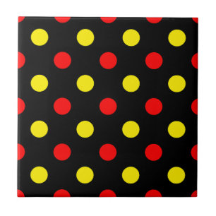 Azulejo De Cerâmica Design de Pontos Polka Amarelos Vermelhos Pretos 