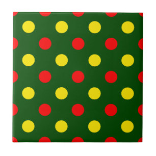 Azulejo De Cerâmica Design de Pontos Polka Amarelos Vermelhos Verdes 