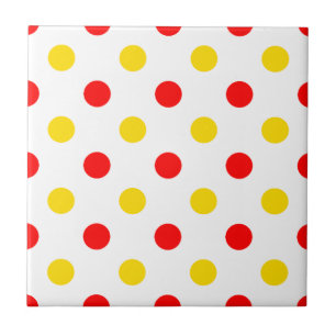 Azulejo De Cerâmica Design de Pontos Polka Brancos Vermelhos Amarelos