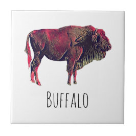 Azulejo De Cerâmica Design de Retrato de Buffalo para Bison ou Animal
