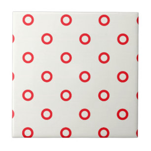 Azulejo De Cerâmica Design de Retro Dot do Círculo Vermelho