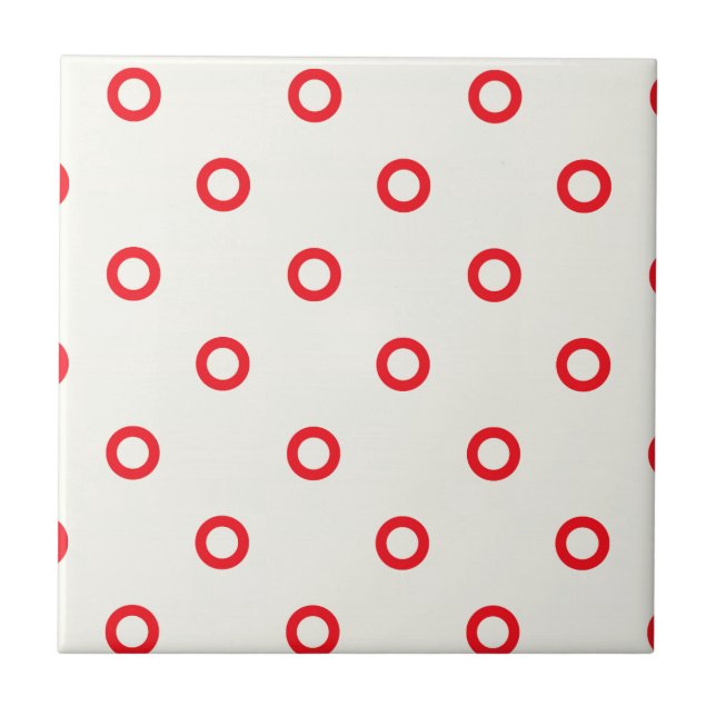 Azulejo De Cerâmica Design de Retro Dot do Círculo Vermelho (Frente)