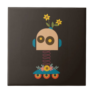 Azulejo De Cerâmica Design de robots bonitos para crianças