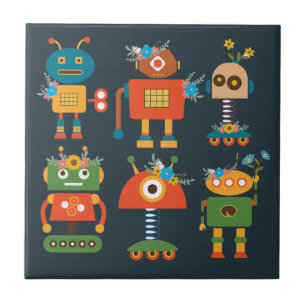 Azulejo De Cerâmica Design de robots bonitos para crianças